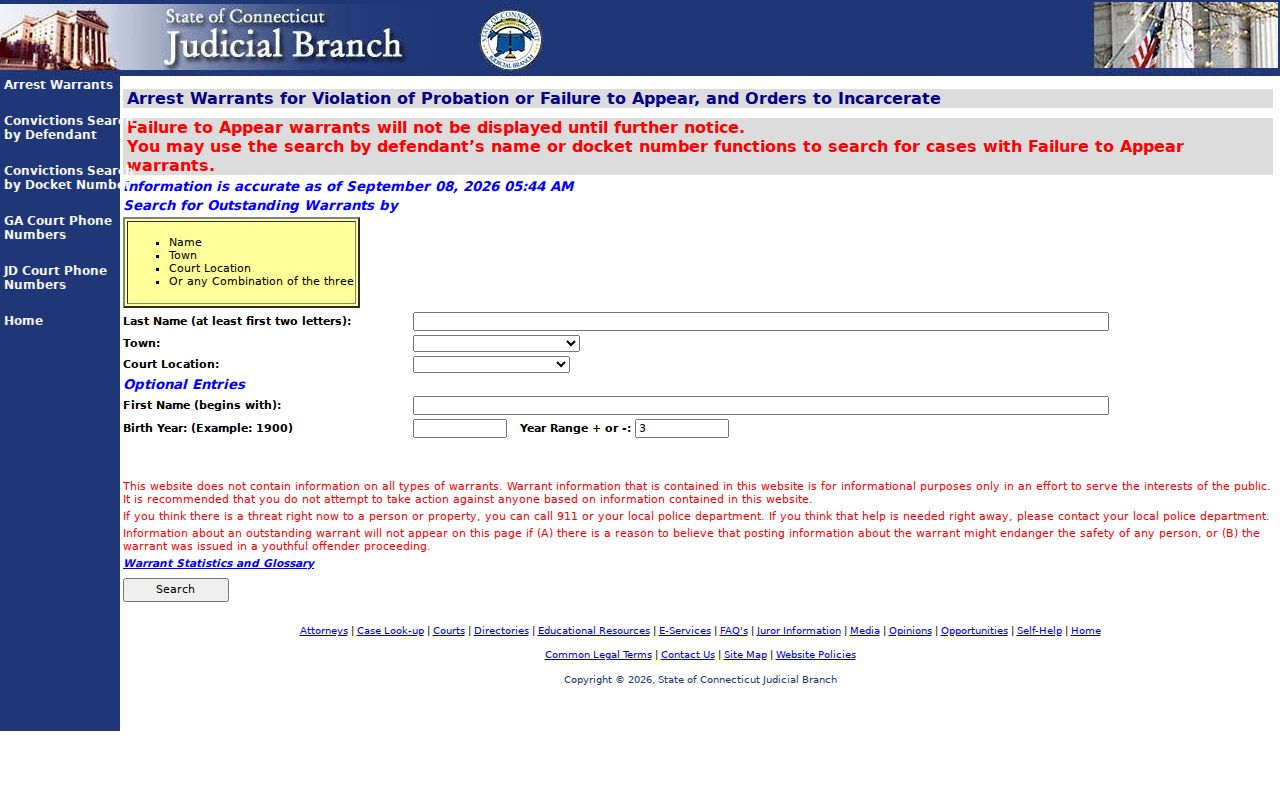 Milford City bench warrant lookup and FTA suppression notice